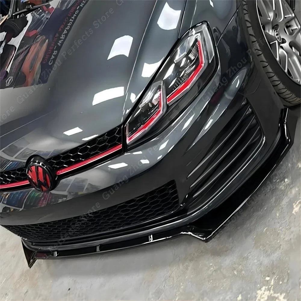 Maxton Style Gloss Black Front Bumper Splitter Lip for VW Golf 7 7.5 GTI GTD R R-Line 2013-2020 Bumper Diffuser Spoiler Guard
