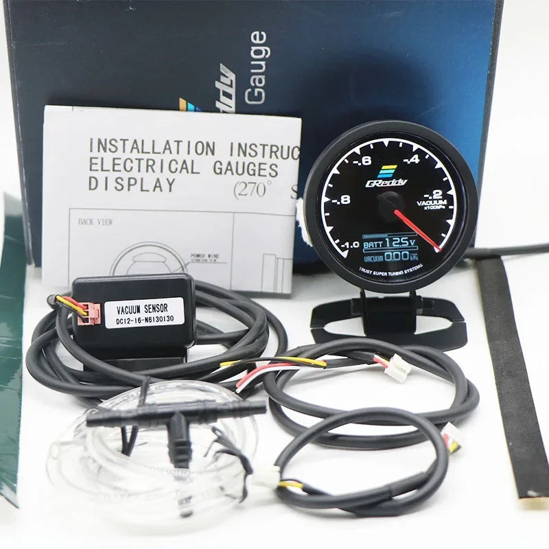 Greddi Boost Gauge 62Mm 2.5 Inch 7 Colors LCD Display Turbo Oil Pressure RPM Water Temp Tachometer Racing Meter with Sensor