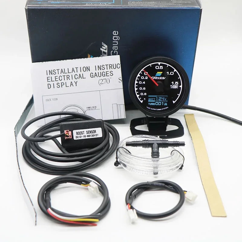Greddi Boost Gauge 62Mm 2.5 Inch 7 Colors LCD Display Turbo Oil Pressure RPM Water Temp Tachometer Racing Meter with Sensor