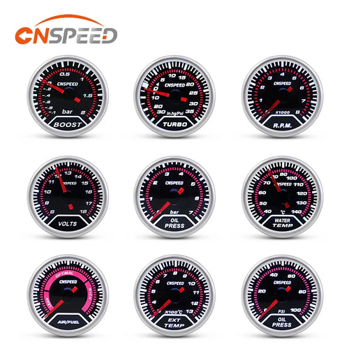 2" 52Mm New Car Turbo Boost Gauge Bar Psi Water Temperature Gauge Sensor Oil Temp Oil Press Meter Voltmeter Tachometer / Holder