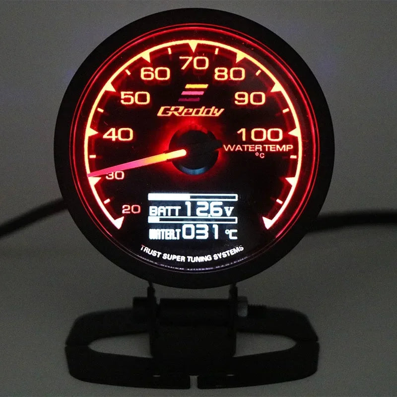 Greddi Boost Gauge 62Mm 2.5 Inch 7 Colors LCD Display Turbo Oil Pressure RPM Water Temp Tachometer Racing Meter with Sensor