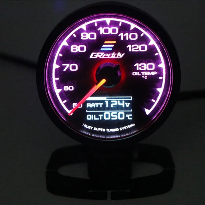 Greddi Boost Gauge 62Mm 2.5 Inch 7 Colors LCD Display Turbo Oil Pressure RPM Water Temp Tachometer Racing Meter with Sensor