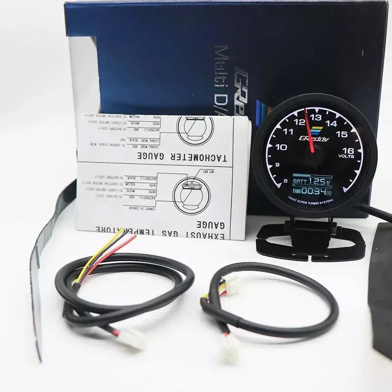 Greddi Boost Gauge 62Mm 2.5 Inch 7 Colors LCD Display Turbo Oil Pressure RPM Water Temp Tachometer Racing Meter with Sensor