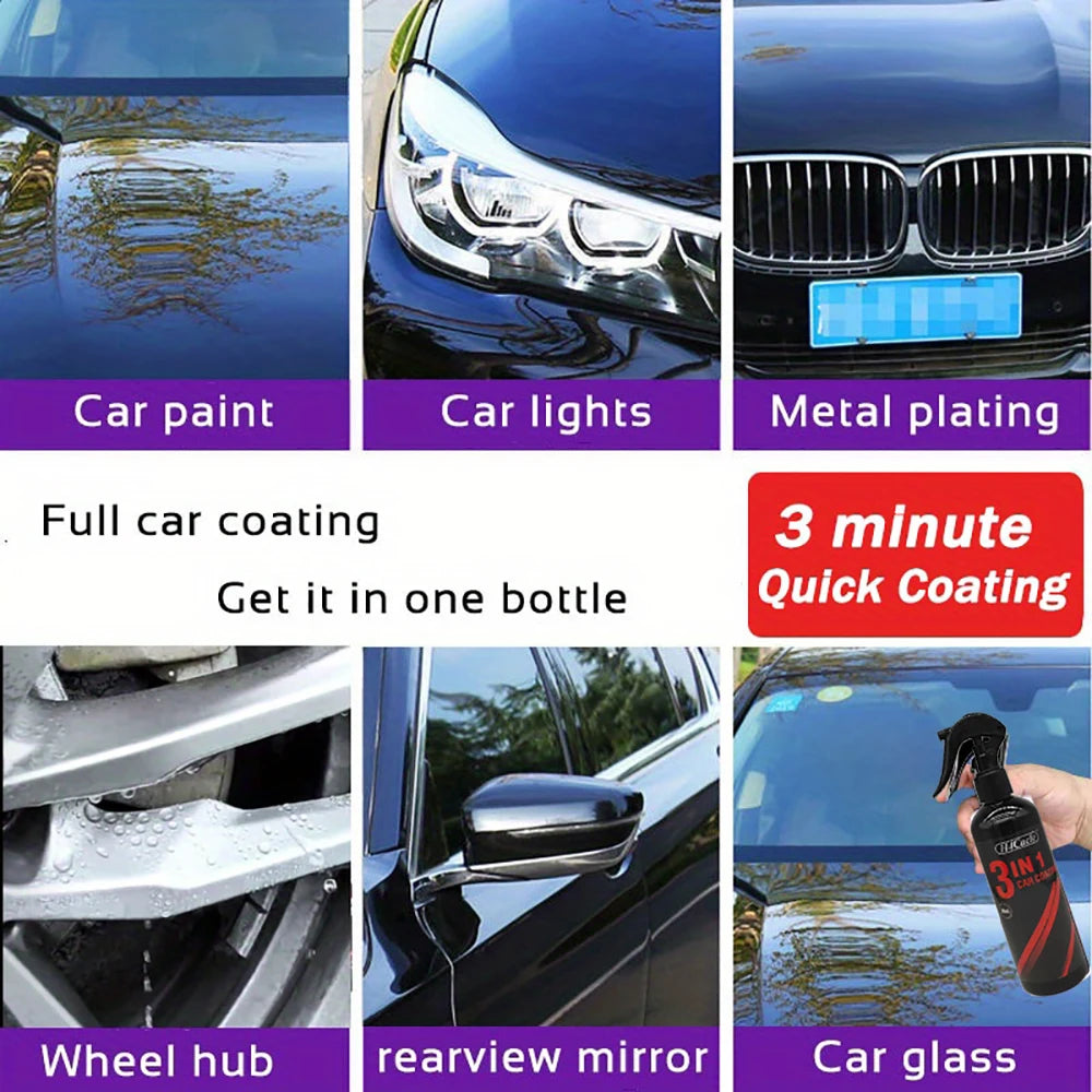 3 in 1 High Protection Quick Ceramic Coating Nano Spray Car Coating Wax Polishing Spray Plastic Refresh Fast Fine Scratch Repair