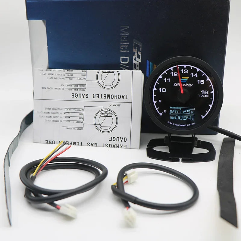 Greddi Boost Gauge 62Mm 2.5 Inch 7 Colors LCD Display Turbo Oil Pressure RPM Water Temp Tachometer Racing Meter with Sensor