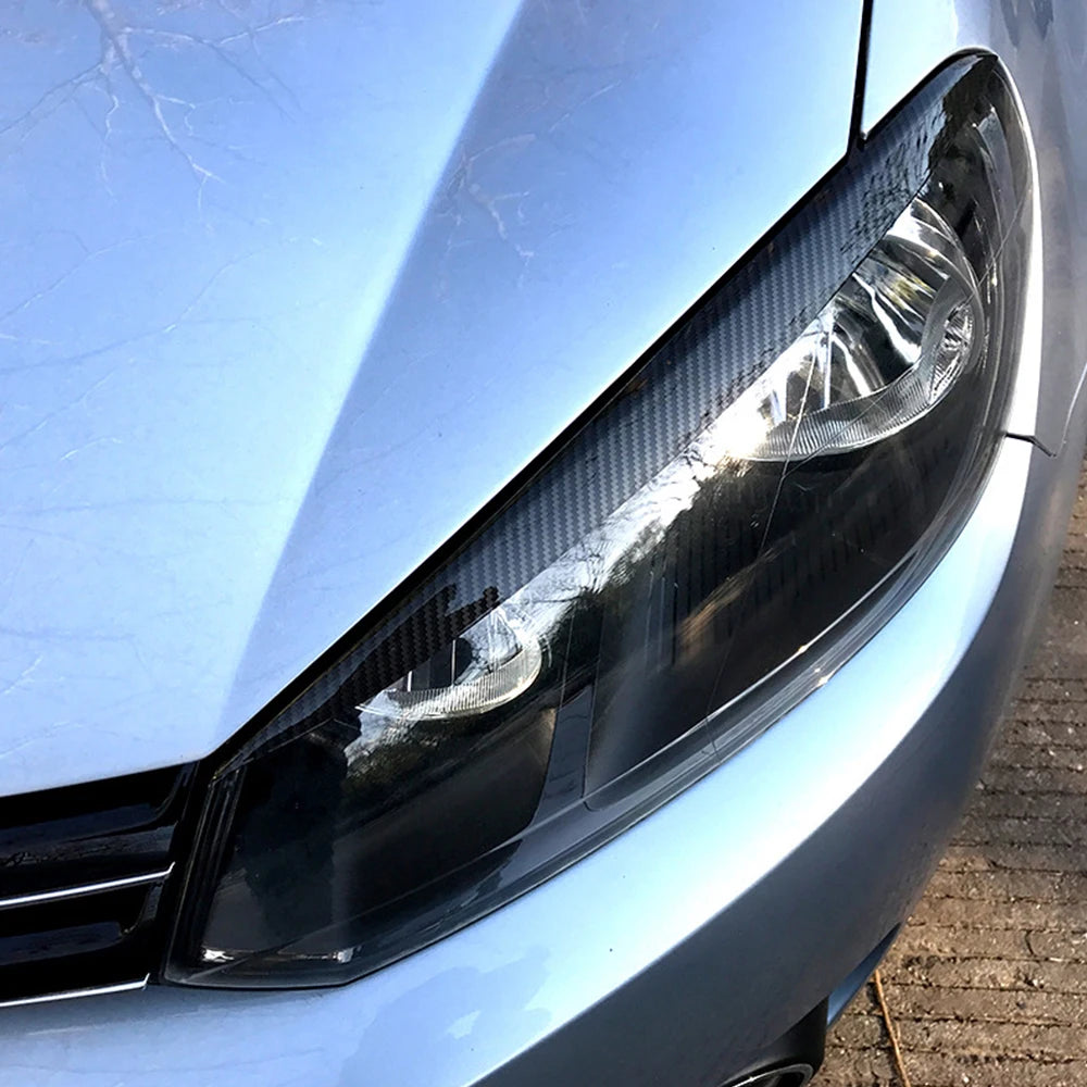 2Pcs Car Headlight Eyebrow Eyelids Stickers Trim Cover for Volkswagen VW GOLF 6 VI MK6 GTI GTR GTD 2008 - 2013 Accessories
